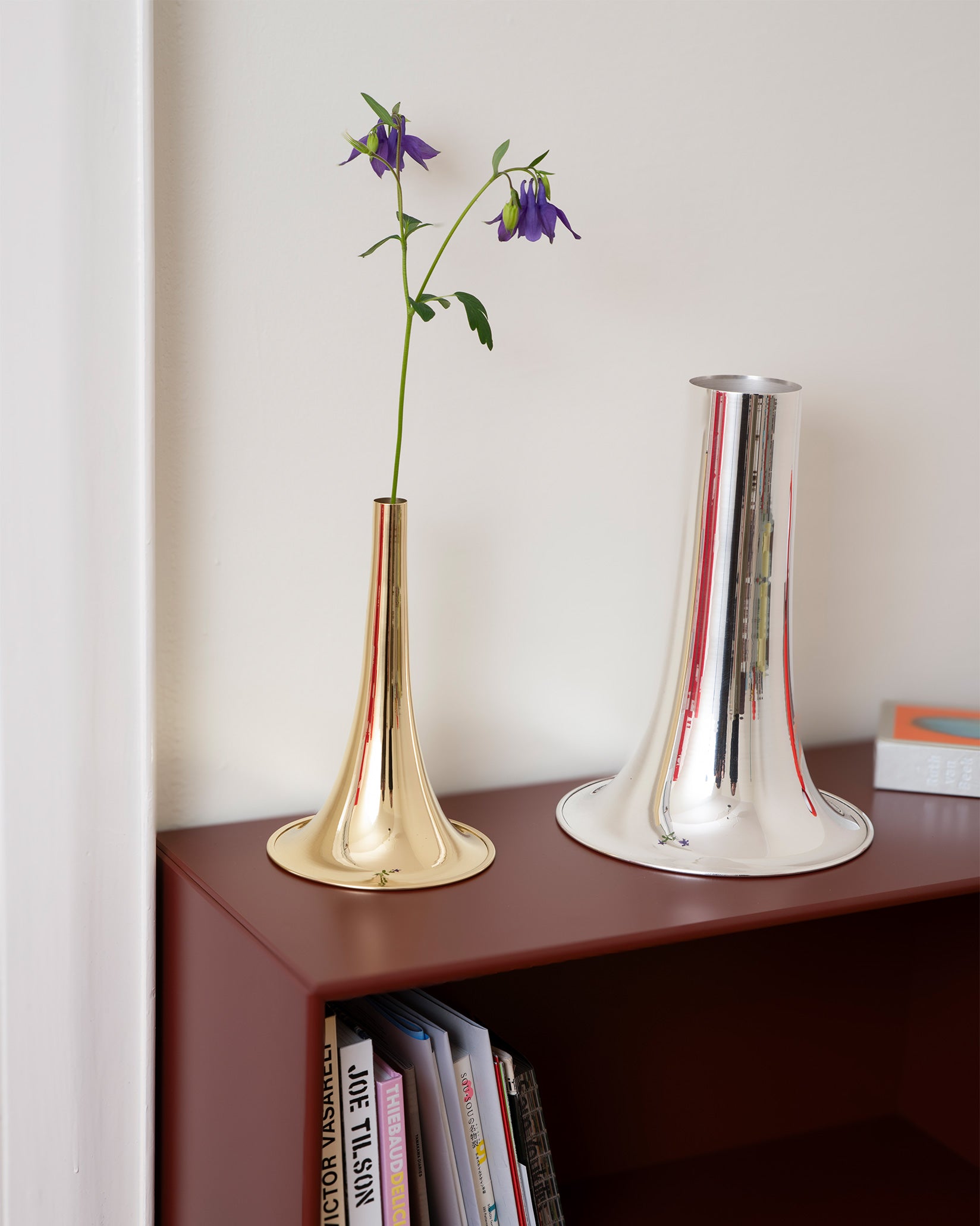 Trumpet silver-plated brass Flower vase Alessi 1