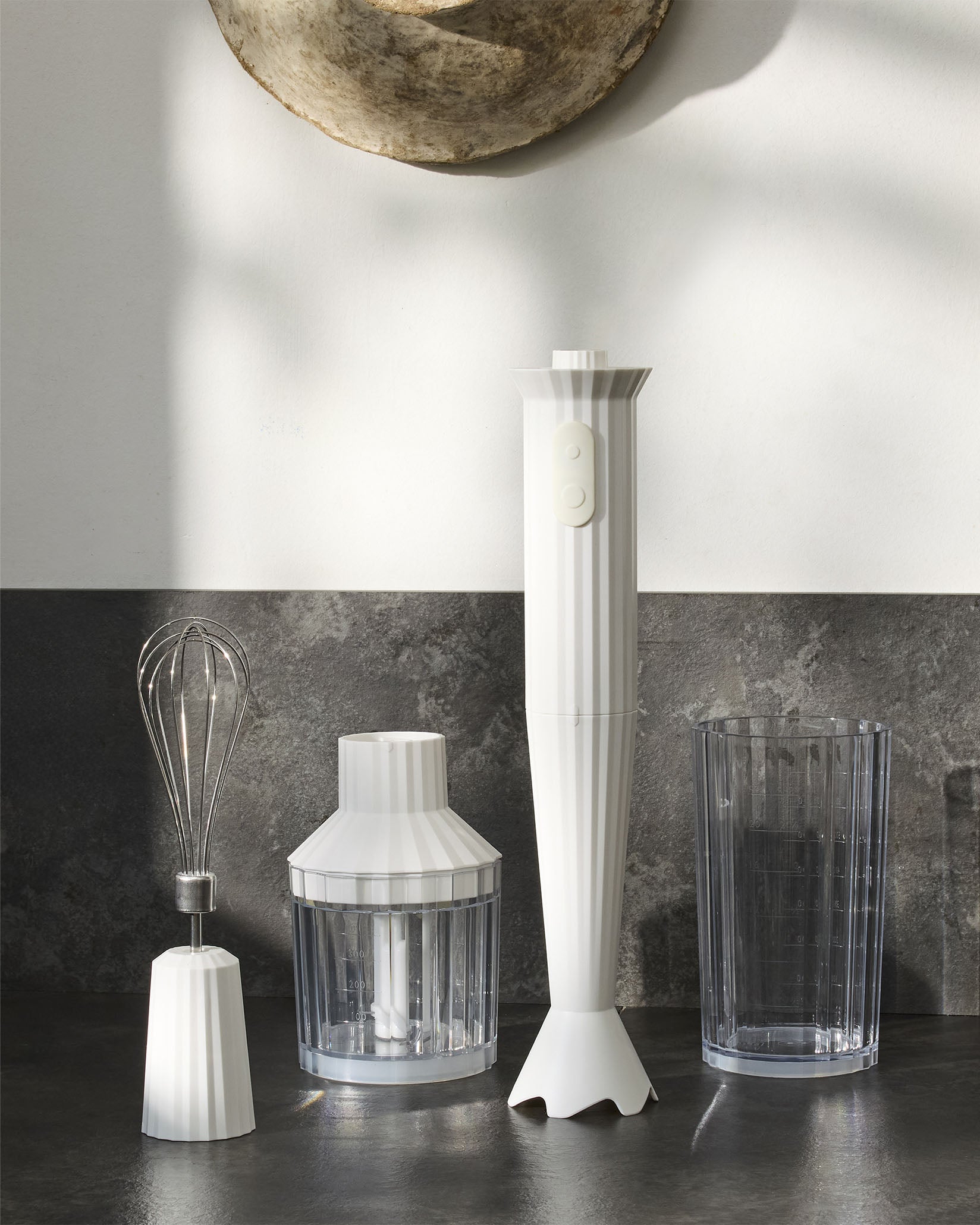 Plissé white Hand blender set. European plug Alessi 1